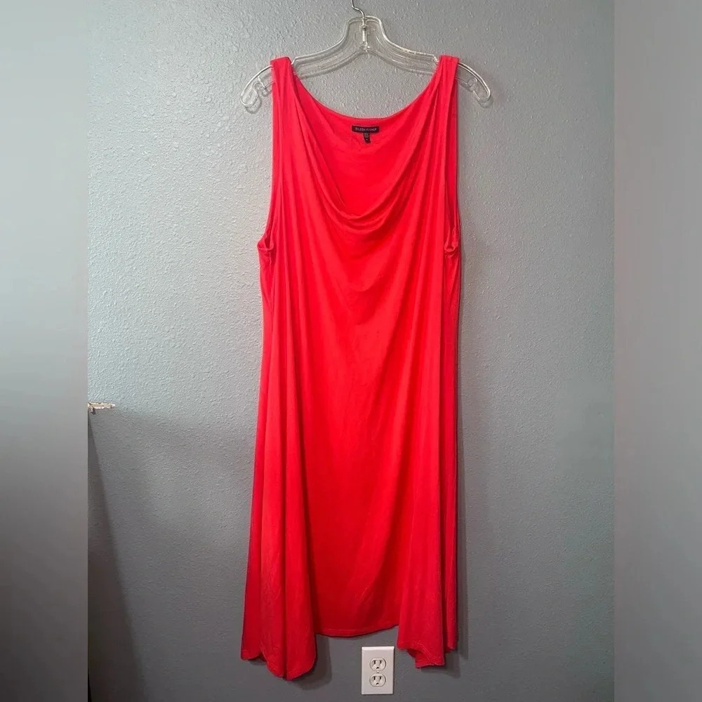 Eileen Fisher Women's Orange Lagenlook Sleeveless Stretch Casual Dress Sz MED